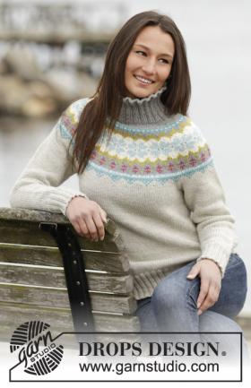 Пуловер с круглой кокеткой и норвежским узором