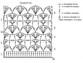 Ажурный пуловер крючком с коротким рукавом - Схема 1
